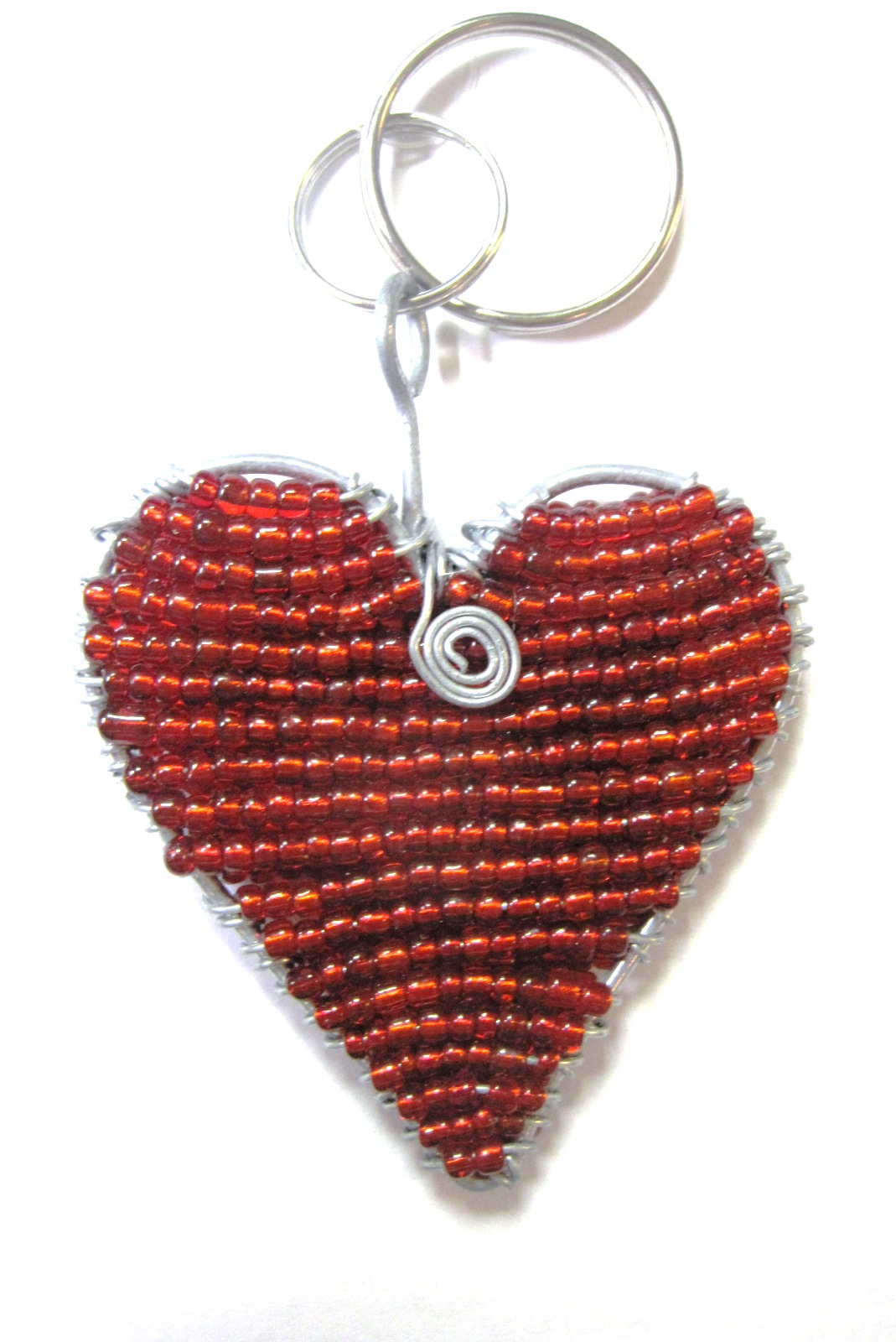 Zulu Heart Beaded Keychain